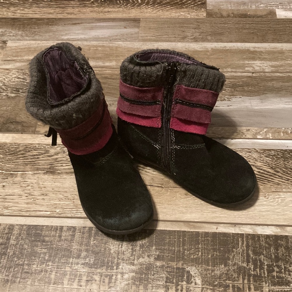Beeko suede black, purple, pink boots. Well loved and worn sz. 28 (EU) 11 (US)
